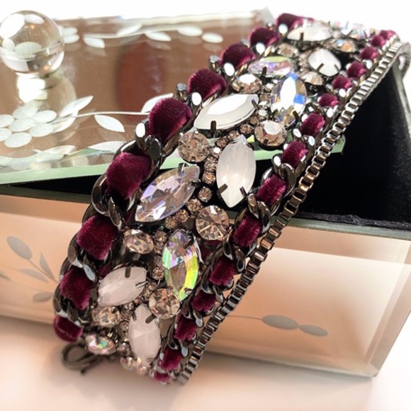 ANTHROPOLOGIE Velvet & Rhinestone Bracelet - Picture 4 of 4